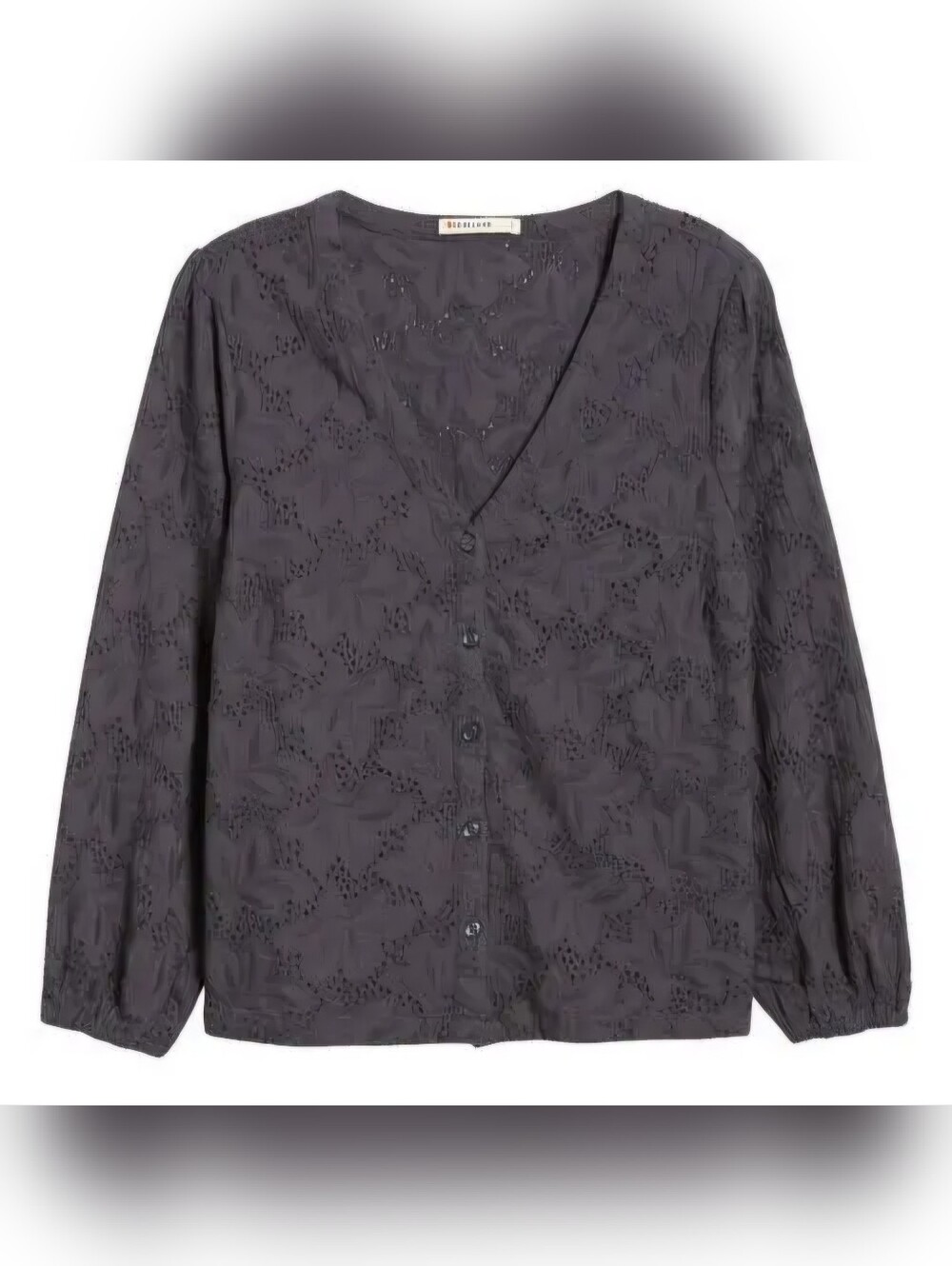 Marine Layer Black Eyelet Button-Down Blouse